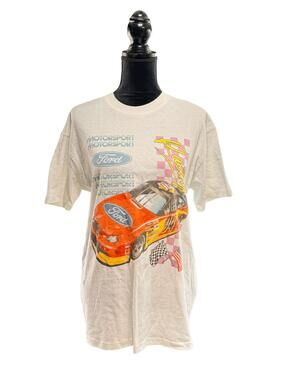Mens Pacsun Ford Motorsport NASCAR Racing Graphic T-Shirt White Y2K XS
